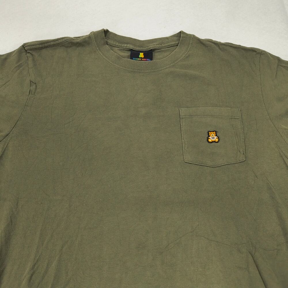 Teddy Frersh Pocketed Short Sleeve Crew Neck T Shirt Mens Size Large L Green